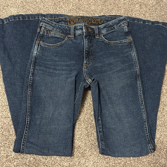 Wrangler Dark High Rise Super Flare Jeans - Picture 3 of 5